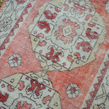 3’1 x 10’ Vintage Turkish Oushak Runner Muted Red, Cream and Violet