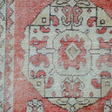 3’1 x 10’ Vintage Turkish Oushak Runner Muted Red, Cream and Violet