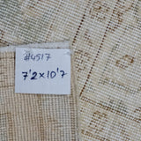 7’2 x 10’7 Vintage Oushak Rug Beige, Aqua Blue & Sage Green '4517