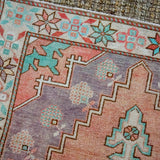 4’2 x 8’10 Vintage Turkish Oushak Carpet Muted Copper, Purple and Teal
