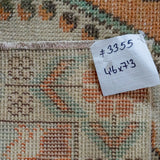 4’6 x 7’3 Vintage Turkish Oushak Carpet Muted Terra Cotta, Mint and Beige