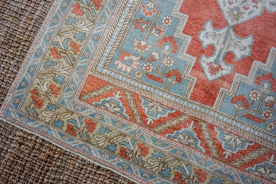 5’10 x 11’ Vintage Turkish Taspinar Carpet Muted Copper, Sage + Seafoam Green