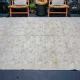 6’9 x 10’1 Vintage Oushak Rug Muted Beige & Brown SB '4406