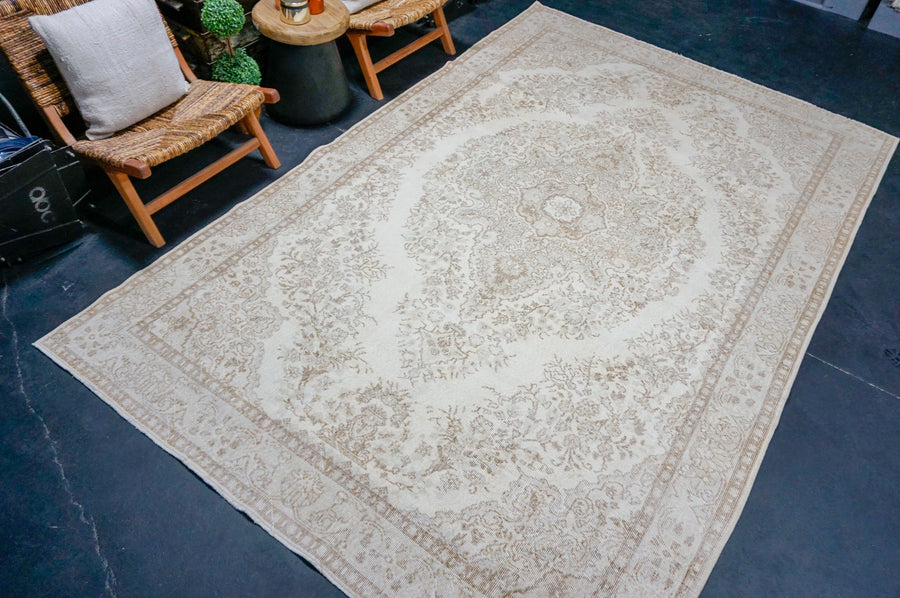7’ x 11’1 Vintage Oushak Rug Beige, Brown + Gray SB