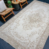 6’ x 11’2 Vintage Oushak Rug Beige, Taupe + Wine SB '4533