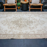 6’ x 11’2 Vintage Oushak Rug Beige, Taupe + Wine SB '4533