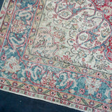 6’10 x 9’10 Vintage Oushak Rug Muted Raspberry, Blue + Beige