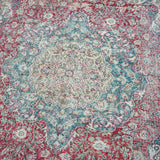 6’10 x 9’10 Vintage Oushak Rug Muted Raspberry, Blue + Beige