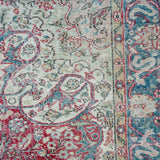 6’10 x 9’10 Vintage Oushak Rug Muted Raspberry, Blue + Beige