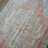 4’3 x 7’5 Oushak Rug Muted Terra Cotta Yellow + Gray Vintage Turkish Carpet