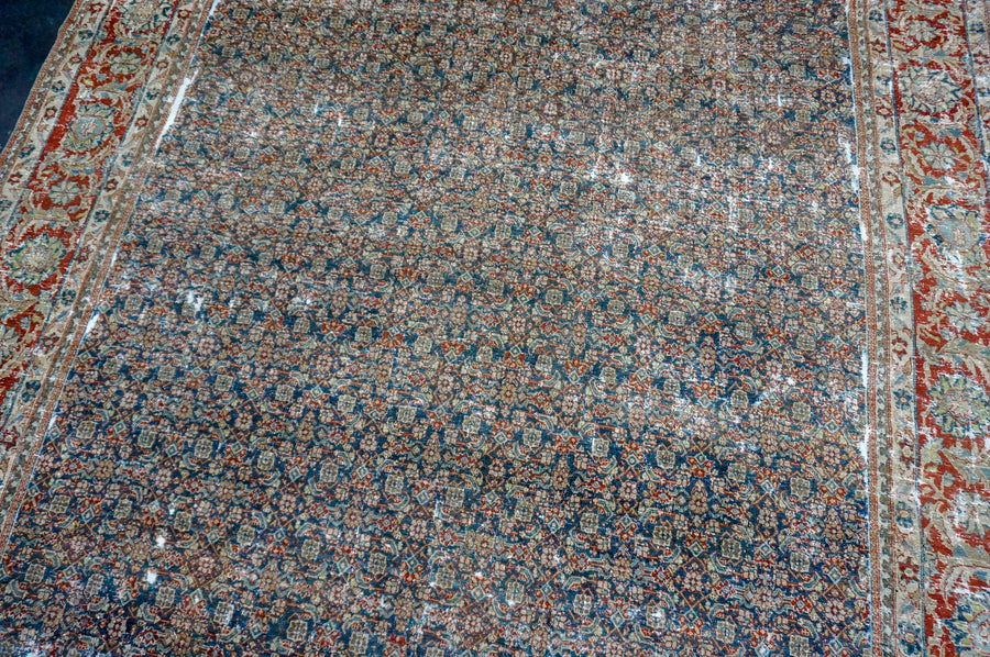 10’ x 12’5 Classic Antique Rug Muted Blue, Wine, Taupe & Gray SB