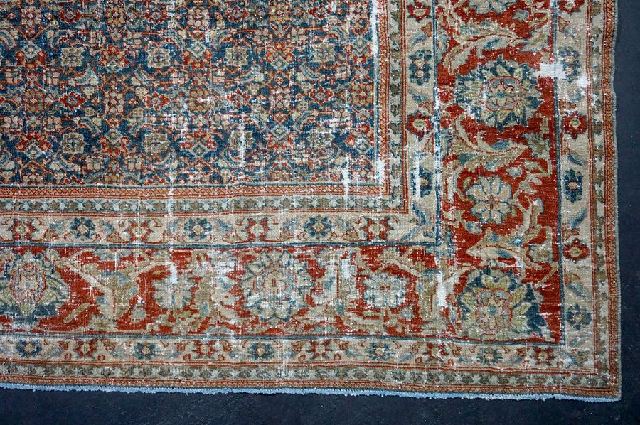 10’ x 12’5 Classic Antique Rug Muted Blue, Wine, Taupe & Gray SB