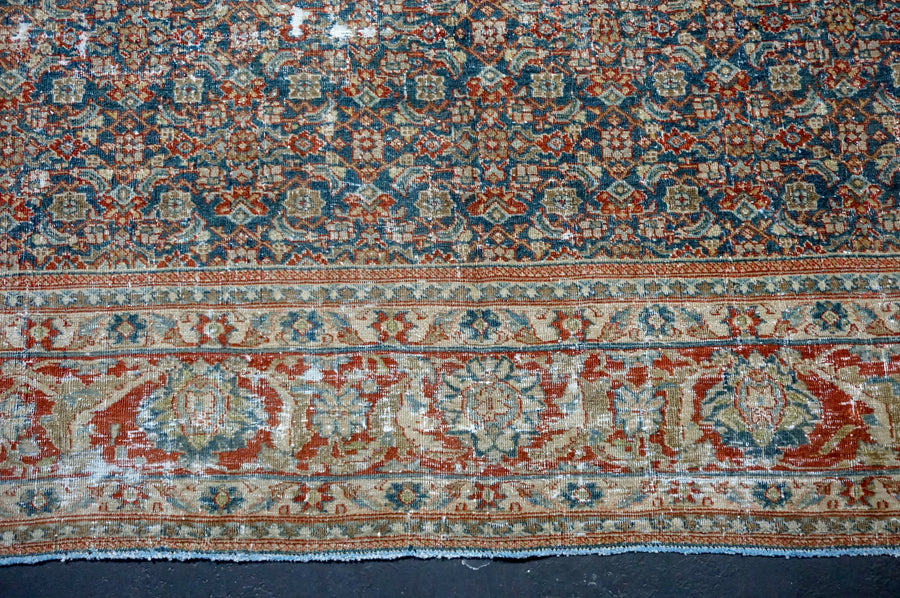 10’ x 12’5 Classic Antique Rug Muted Blue, Wine, Taupe & Gray SB