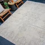6’8 x 10’2 Vintage Oushak Rug Muted Beige, Powder Blue & Violet '4249