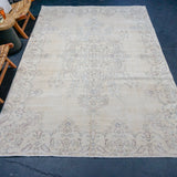 6’8 x 10’2 Vintage Oushak Rug Muted Beige, Powder Blue & Violet '4249