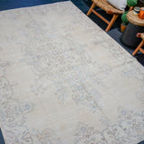 6’8 x 10’2 Vintage Oushak Rug Muted Beige, Powder Blue & Violet '4249