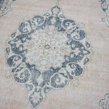 6’4 x 11’5 Vintage Oushak Rug Muted Navy, Blush & Cream