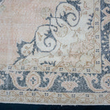 6’4 x 11’5 Vintage Oushak Rug Muted Navy, Blush & Cream