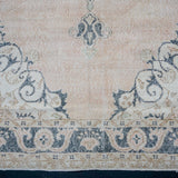 6’4 x 11’5 Vintage Oushak Rug Muted Navy, Blush & Cream