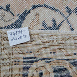 6’4 x 11’5 Vintage Oushak Rug Muted Navy, Blush & Cream