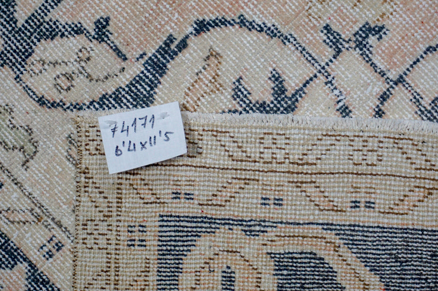 6’4 x 11’5 Vintage Oushak Rug Muted Navy, Blush & Cream