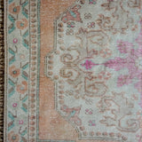 4’3 x 7’ Turkish Oushak Rug Muted Blush,Beige and Green Vintage Carpet