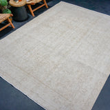 7’4 x 10’ Vintage Oushak Rug Muted Beige + Sage SB '4267