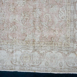 6’7 x 10’6 Vintage Oushak Rug Muted Pale Pink, Cream & Blue