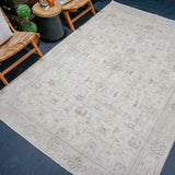 6’3 x 9’5 Vintage Oushak Rug Muted Beige & Gray