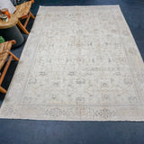 6’3 x 9’5 Vintage Oushak Rug Muted Beige & Gray