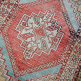 3’9 x 5’5 Turkish Oushak Rug Muted Copper, Camel + Blue Vintage Carpet