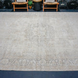 8’6 x 12’8 Vintage Oushak Rug Muted Beige & Purple Gray SB '4409