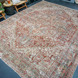 9’8 x 12’9 Classic Vintage Carpet Wine, Blue & Green SB '4668