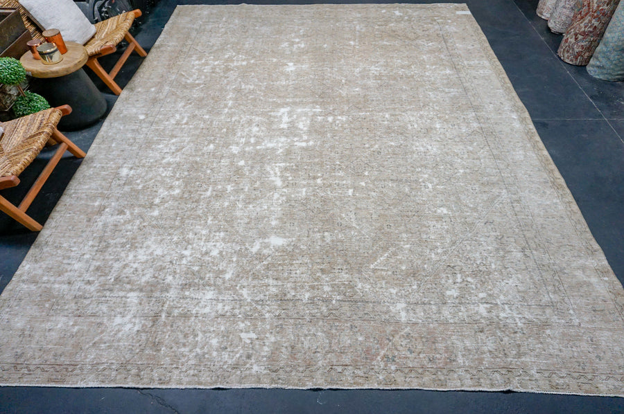 9’9 x 12’7 Classic Vintage Carpet Gray + Beige SB