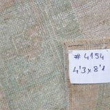 4’3 x 8’1 Vintage Taspinar Muted Gray, Pink & Sea Green