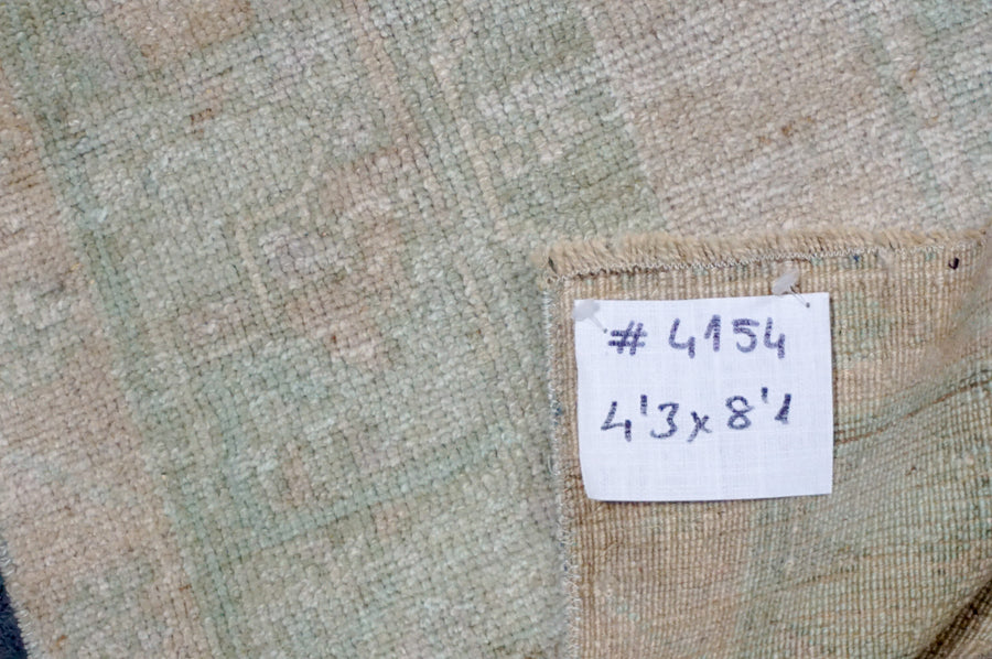 4’3 x 8’1 Vintage Taspinar Muted Gray, Pink & Sea Green