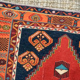 3’8 x 6’4 Oushak Rug Carrot, Blue and Red Vintage Turkish Carpet