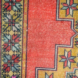 4’7 x 9’ Oushak Rug Muted Red, Denim + Honey Vintage Turkish Carpet