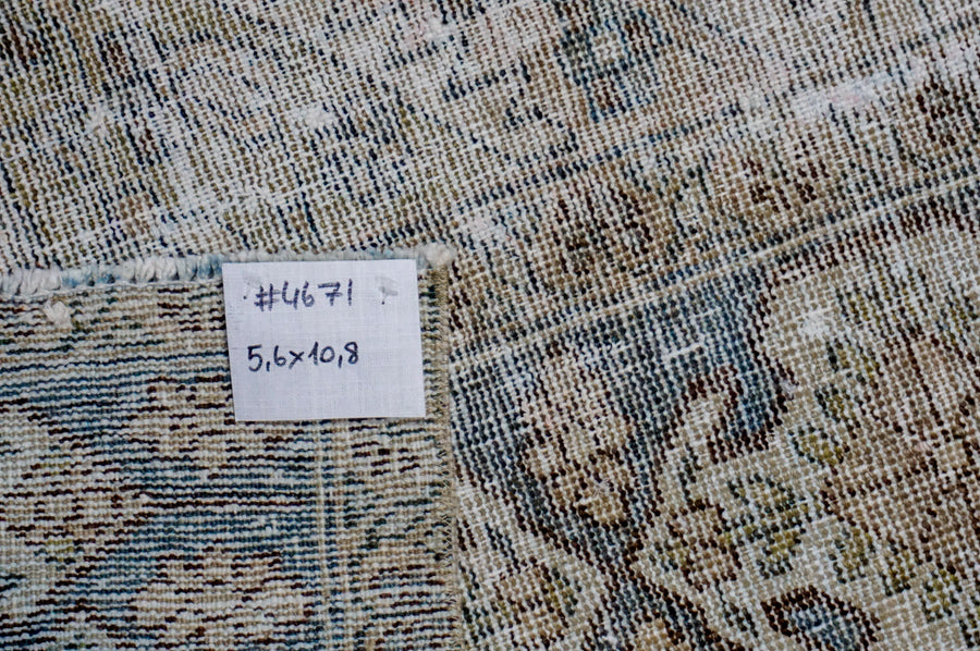 5’6 x 10’8 Classic Antique Rug Gray, Midnight Blue & White SB