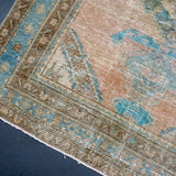 4’3 x 7’ Classic Vintage Carpet Blush Beige, Turquoise Blue + Brown SB