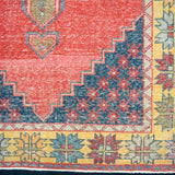 4’5 x 9’7 Classic Vintage Oushak Carpet Muted Watermelon, Navy + Gold