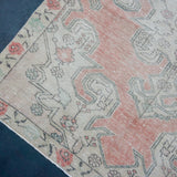 4’8 x 7’9 Classic Vintage Oushak Carpet Very Muted Red & Bone