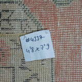 4’8 x 7’9 Classic Vintage Oushak Carpet Very Muted Red & Bone