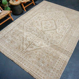 7’ x 9’10 Classic Antique Rug Muted Beige + Brown '4281
