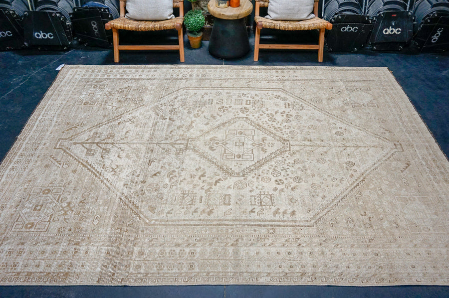 7’ x 9’10 Classic Antique Rug Muted Beige + Brown