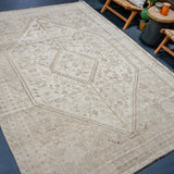 7’ x 9’10 Classic Antique Rug Muted Beige + Brown '4281