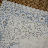 6’6 x 10’3 Vintage Oushak Rug Muted Indigo Blue + Beige Carpet '3609