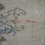 6’6 x 10’3 Vintage Oushak Rug Muted Indigo Blue + Beige Carpet '3609