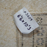 6’6 x 10’3 Vintage Oushak Rug Muted Indigo Blue + Beige Carpet '3609