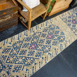 2’9 x 12’ Vintage Herki Runner Dark Navy Blue & Olive Green '2526
